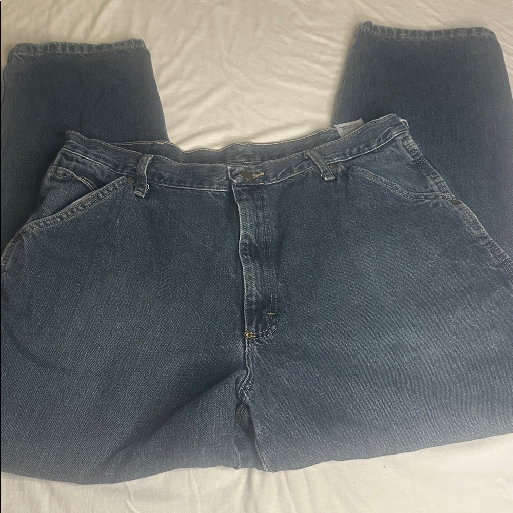 Wrangler Mens Rugged Wear Jeans Sz 38x30 Waist 38” Blue Denim